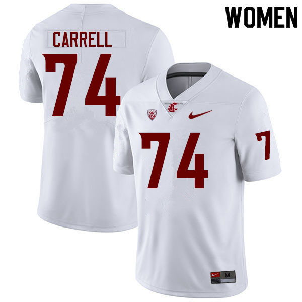 Women #74 Sam Carrell Washington State Cougars College Football Jerseys Sale-White - Click Image to Close